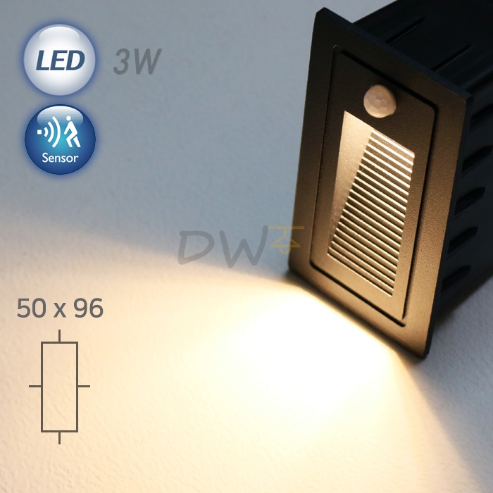 LED Q100 외부 센서 매입벽등 3W